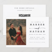 Invitation Code QR de photo de mariage à l'écriture romantiqu (Devant / Derrière)