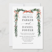 Invitation Code QR de photo de mariage à Noël avec un nœud en (Devant)