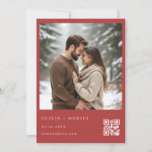 Invitation Code QR de photo de mariage à Noël avec un nœud en (Dos)