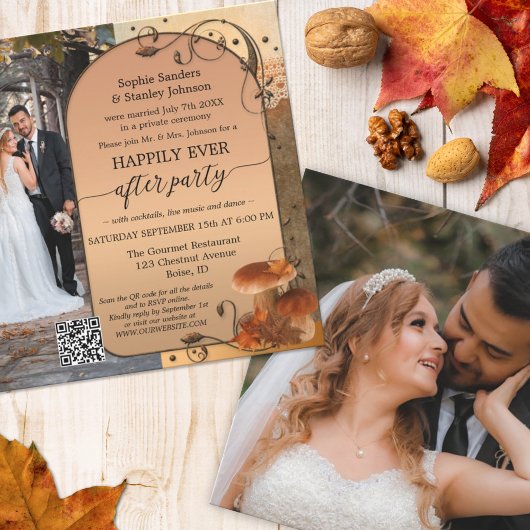 Invitation Code QR de photo de mariage automnal bohème après 