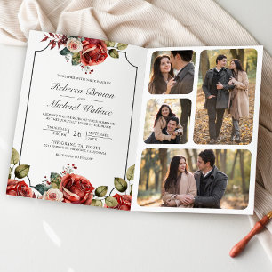 Invitation Code QR de photo de mariage avec cadre floral de r