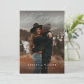 Invitation Code QR de photo de mariage avec écriture calligra (Debout devant)