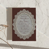 Invitation Code QR de photo de mariage de dentelle d'espresso