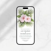 Invitation Code QR de photo de mariage floral tropical côtier