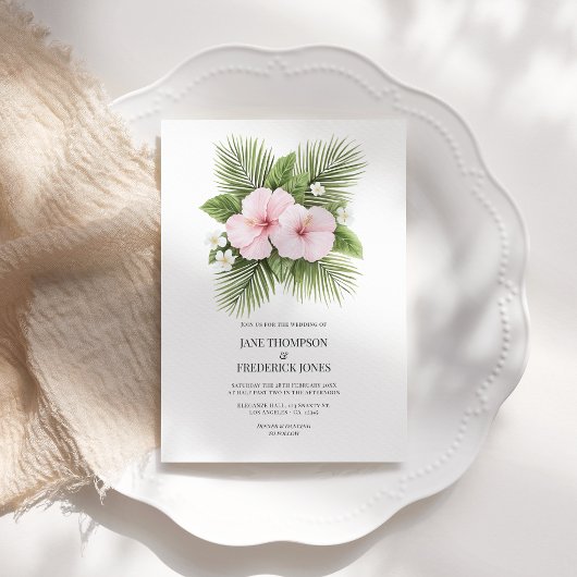 Invitation Code QR de photo de mariage floral tropical côtier