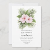 Invitation Code QR de photo de mariage floral tropical côtier (Devant)