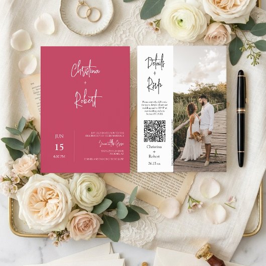 Invitation Code QR de photo de mariage moderne boho Viva Mage