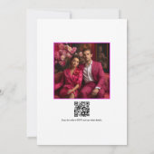 Invitation Code QR de photo de mariage moderne Fuchsia vibran (Dos)