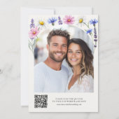 Invitation Code QR de photo de réception de mariage de fleurs (Dos)