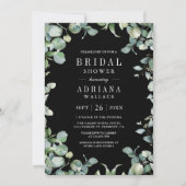 Invitation Code QR de photo d'eucalyptus Fête de mariage noir (Devant)