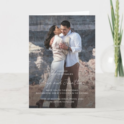 Invitation Code QR de photo élégant Mariage Moderne (Devant)
