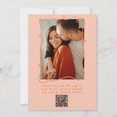 Invitation Code QR de photo fantaisiste rétro corail Mariage (Dos)