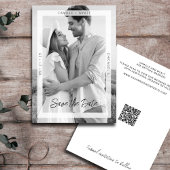 Invitation Code QR de photo noir minimal Enregistrer la date