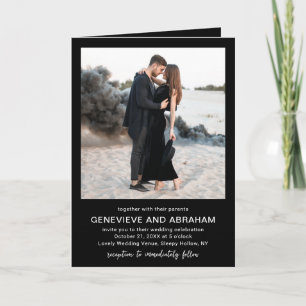 Invitation Code QR de photo noir propre mariage moderne