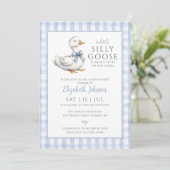Invitation Code QR de photo pour Baby Shower Silly Goose Bleu (Debout devant)