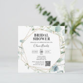 Invitation Code QR de photo rustique d'eucalyptus pour la fêt (Debout devant)
