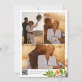Invitation Code QR de photos de mariage floral violet orange (Dos)