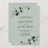 Invitation Code QR de réception de mariage avec verdure d'euc (Devant / Derrière)