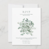 Invitation Code QR de réponse au mariage avec élégante verdur (Devant)
