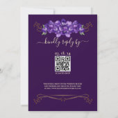 Invitation Code QR de réponse au mariage violet foncé avec ca (Dos)