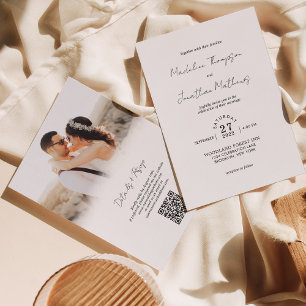 Invitation Code QR de réponse de mariage à budget photo minim