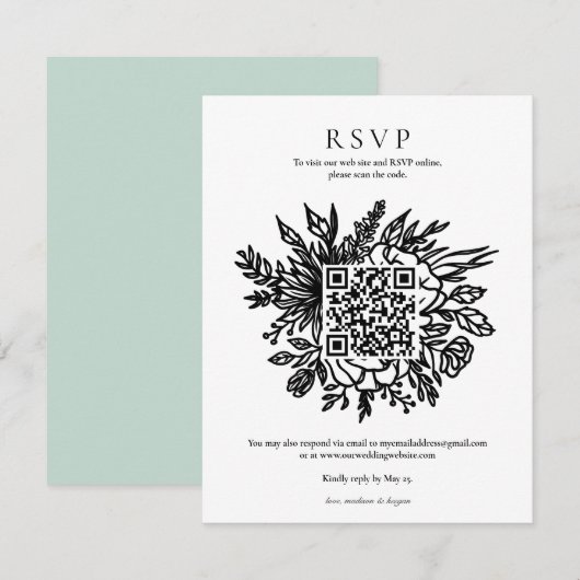 Invitation Code QR de réponse de mariage à la verdure de euca (Devant / Derrière)