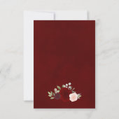 Invitation Code QR de réponse de mariage aux roses boho Burgu (Dos)