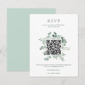 Invitation Code QR de réponse élégant pour mariage avec verdu (Devant / Derrière)