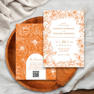Invitation Code QR de réponse pour mariage avec arche de jard