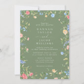 Invitation Code QR de réponse pour mariage bohème avec fleurs (Devant)