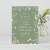 Invitation Code QR de réponse pour mariage bohème avec fleurs (Debout devant)