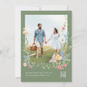 Invitation Code QR de réponse pour mariage bohème avec fleurs (Dos)