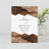 Invitation Code QR de réponse pour mariage en agate marron et (Debout devant)