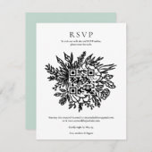 Invitation Code QR de réponse pour un mariage élégant avec ve (Devant / Derrière)