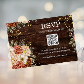 Invitation Code QR de réservation de mariage rustique en bois