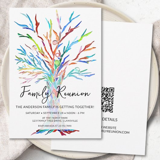 Invitation Code QR de réunion de famille Family Tree