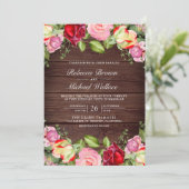 Invitation Code QR de roses roses et rouges romantiques Maria (Debout devant)