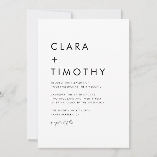 Invitation Code QR de script classique minimal en un seul Mar (Devant)