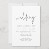 Invitation Code QR de script funky Mariage noir blanc (Devant)