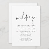 Invitation Code QR de script funky Mariage noir blanc (Devant / Derrière)