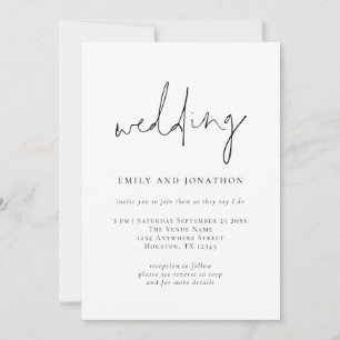 Invitation Code QR de script funky Mariage noir blanc