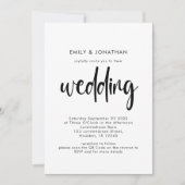 Invitation Code QR de script simple noir et blanc de mariage (Devant)