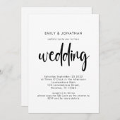 Invitation Code QR de script simple noir et blanc de mariage (Devant / Derrière)