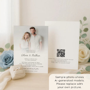 Invitation Code QR de superposition de photo minimaliste Mari