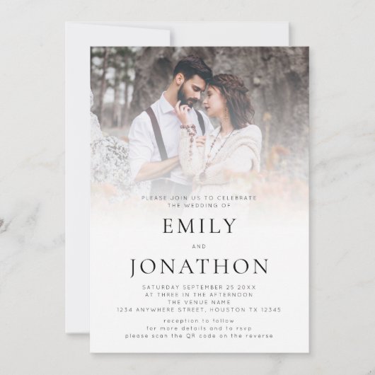 Invitation Code QR de superposition de photo moderne pour mar (Devant)