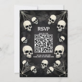 Invitation Code QR de toiles d'araignées de crâne pour soirée (Dos)