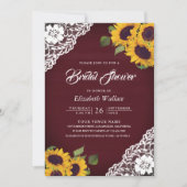 Invitation Code QR de tournesol Bourgogne Mariage Shower (Devant)