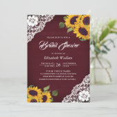 Invitation Code QR de tournesol Bourgogne Mariage Shower (Debout devant)
