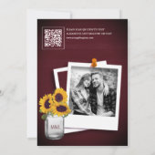 Invitation Code QR de tournesol Bourgogne Mariage Shower (Dos)