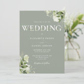 Invitation Code QR de typographie de verdure Mariage Vert Sau (Debout devant)